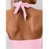 imageOYOANGLE Womens 2 Piece Tankini Set Two Piece Ruffle Bathing Suits Ruched Halter Swimsuits with ShortsPink