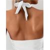 imageOYOANGLE Womens 2 Piece Tankini Set Two Piece Ruffle Bathing Suits Ruched Halter Swimsuits with ShortsWhite