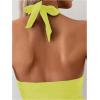 imageOYOANGLE Womens 2 Piece Tankini Set Two Piece Ruffle Bathing Suits Ruched Halter Swimsuits with ShortsYellow