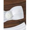 imageOYOANGLE Womens 3D Flower Ruched Strapless Bandeau Swimsuit Two Piece Mid Rise Bathing SuitsWhite