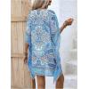 imageOYOANGLE Womens All Over Print Swimsuit Coverups V Neck Dolman Sleeve Loose Cover Up Beach DressBlue
