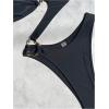 imageOYOANGLE Womens Ring Linked Cut Out One Shoulder One Piece Swimsuit High Cut Bathing SuitsBlack