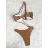 imageOYOANGLE Womens Ring Linked Cut Out One Shoulder One Piece Swimsuit High Cut Bathing SuitsBrown