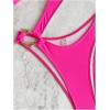 imageOYOANGLE Womens Ring Linked Cut Out One Shoulder One Piece Swimsuit High Cut Bathing SuitsHot Pink