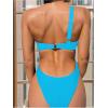 imageOYOANGLE Womens Ring Linked Cut Out One Shoulder One Piece Swimsuit High Cut Bathing SuitsLight Blue