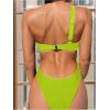 imageOYOANGLE Womens Ring Linked Cut Out One Shoulder One Piece Swimsuit High Cut Bathing SuitsLime Green