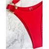 imageOYOANGLE Womens Ring Linked Cut Out One Shoulder One Piece Swimsuit High Cut Bathing SuitsRed
