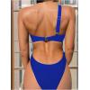imageOYOANGLE Womens Ring Linked Cut Out One Shoulder One Piece Swimsuit High Cut Bathing SuitsRoyal Blue