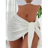 imageOYOANGLE Womens Textured Knot Side Wrap Beach Mini Skirts Bathing Suit Cover Up SkirtWhite