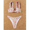 imageOYOANGLE Womens Two Piece Swimsuits Floral Print Underwired Bikini Set High Cut SwimwearWhite and Pink