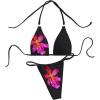 imageOYOANGLE Womens 2 Piece Floral Print Swimsuit Halter Triangle Bikini Top and Thongs Bathing SuitsBlack