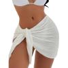 imageOYOANGLE Womens Textured Knot Side Wrap Beach Mini Skirts Bathing Suit Cover Up SkirtWhite