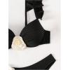 imageOYOANGLE Womens 2 Piece Bikini Set 3D Flower Ruffle High Cut Backless Bathing Suit SwimwearBlack