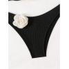 imageOYOANGLE Womens 2 Piece Bikini Set 3D Flower Ruffle High Cut Backless Bathing Suit SwimwearBlack