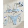 imageOYOANGLE Womens 2 Piece Floral Bikini Set Lace Trim Spaghetti Strap Underwire Padding Bathing Suits SwimwearBlue