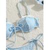 imageOYOANGLE Womens 2 Piece Floral Bikini Set Lace Trim Spaghetti Strap Underwire Padding Bathing Suits SwimwearBlue