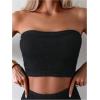 imageOYOANGLE Womens 2 Piece Strapless Swimsuit High Waisted Smocked Bandeau Bathing SuitBlack