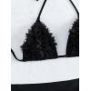 imageOYOANGLE Womens 3 Pieces Swimsuit Halter Triangle Bikini Swimsuit with Mesh Beach Skirt Cover UpBlack