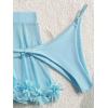 imageOYOANGLE Womens 3 Pieces Swimsuit Halter Triangle Bikini Swimsuit with Mesh Beach Skirt Cover UpBlue