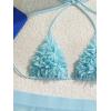 imageOYOANGLE Womens 3 Pieces Swimsuit Halter Triangle Bikini Swimsuit with Mesh Beach Skirt Cover UpBlue