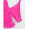 imageOYOANGLE Womens 3 Pieces Swimsuit Halter Triangle Bikini Swimsuit with Mesh Beach Skirt Cover UpHot Pink