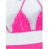 imageOYOANGLE Womens 3 Pieces Swimsuit Halter Triangle Bikini Swimsuit with Mesh Beach Skirt Cover UpHot Pink