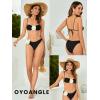 imageOYOANGLE Womens Womens 2 Piece 3D Rose Bikini Swimsuit Spaghetti Strap High Waisted Bathing Suit BeachwearBlack and Beige