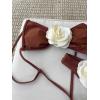 imageOYOANGLE Womens Womens 2 Piece 3D Rose Bikini Swimsuit Spaghetti Strap High Waisted Bathing Suit BeachwearBrown