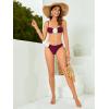 imageOYOANGLE Womens Womens 2 Piece 3D Rose Bikini Swimsuit Spaghetti Strap High Waisted Bathing Suit BeachwearBurgundy