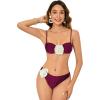 imageOYOANGLE Womens Womens 2 Piece 3D Rose Bikini Swimsuit Spaghetti Strap High Waisted Bathing Suit BeachwearBurgundy