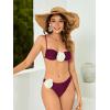 imageOYOANGLE Womens Womens 2 Piece 3D Rose Bikini Swimsuit Spaghetti Strap High Waisted Bathing Suit BeachwearBurgundy