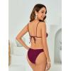 imageOYOANGLE Womens Womens 2 Piece 3D Rose Bikini Swimsuit Spaghetti Strap High Waisted Bathing Suit BeachwearBurgundy