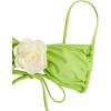 imageOYOANGLE Womens Womens 2 Piece 3D Rose Bikini Swimsuit Spaghetti Strap High Waisted Bathing Suit BeachwearGreen
