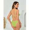 imageOYOANGLE Womens Womens 2 Piece 3D Rose Bikini Swimsuit Spaghetti Strap High Waisted Bathing Suit BeachwearGreen