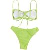 imageOYOANGLE Womens Womens 2 Piece 3D Rose Bikini Swimsuit Spaghetti Strap High Waisted Bathing Suit BeachwearGreen