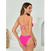 imageOYOANGLE Womens Womens 2 Piece 3D Rose Bikini Swimsuit Spaghetti Strap High Waisted Bathing Suit BeachwearHot Pink