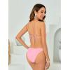 imageOYOANGLE Womens Womens 2 Piece 3D Rose Bikini Swimsuit Spaghetti Strap High Waisted Bathing Suit BeachwearLight Pink