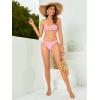 imageOYOANGLE Womens Womens 2 Piece 3D Rose Bikini Swimsuit Spaghetti Strap High Waisted Bathing Suit BeachwearLight Pink