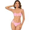 imageOYOANGLE Womens Womens 2 Piece 3D Rose Bikini Swimsuit Spaghetti Strap High Waisted Bathing Suit BeachwearLight Pink