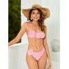 imageOYOANGLE Womens Womens 2 Piece 3D Rose Bikini Swimsuit Spaghetti Strap High Waisted Bathing Suit BeachwearLight Pink