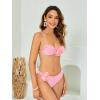 imageOYOANGLE Womens Womens 2 Piece 3D Rose Bikini Swimsuit Spaghetti Strap High Waisted Bathing Suit BeachwearLight Pink
