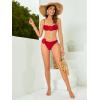 imageOYOANGLE Womens Womens 2 Piece 3D Rose Bikini Swimsuit Spaghetti Strap High Waisted Bathing Suit BeachwearRed