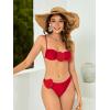 imageOYOANGLE Womens Womens 2 Piece 3D Rose Bikini Swimsuit Spaghetti Strap High Waisted Bathing Suit BeachwearRed