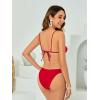 imageOYOANGLE Womens Womens 2 Piece 3D Rose Bikini Swimsuit Spaghetti Strap High Waisted Bathing Suit BeachwearRed