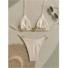imageOYOANGLE Womens 2 Piece Bikini Set Spaghetti Strap Halter Swimsuit High Cut Bathing SuitsApricot
