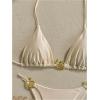 imageOYOANGLE Womens 2 Piece Bikini Set Spaghetti Strap Halter Swimsuit High Cut Bathing SuitsApricot