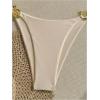 imageOYOANGLE Womens 2 Piece Bikini Set Spaghetti Strap Halter Swimsuit High Cut Bathing SuitsApricot