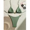 imageOYOANGLE Womens 2 Piece Bikini Set Spaghetti Strap Halter Swimsuit High Cut Bathing SuitsArmy Green
