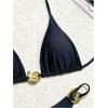 imageOYOANGLE Womens 2 Piece Bikini Set Spaghetti Strap Halter Swimsuit High Cut Bathing SuitsBlack