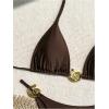 imageOYOANGLE Womens 2 Piece Bikini Set Spaghetti Strap Halter Swimsuit High Cut Bathing SuitsBrown